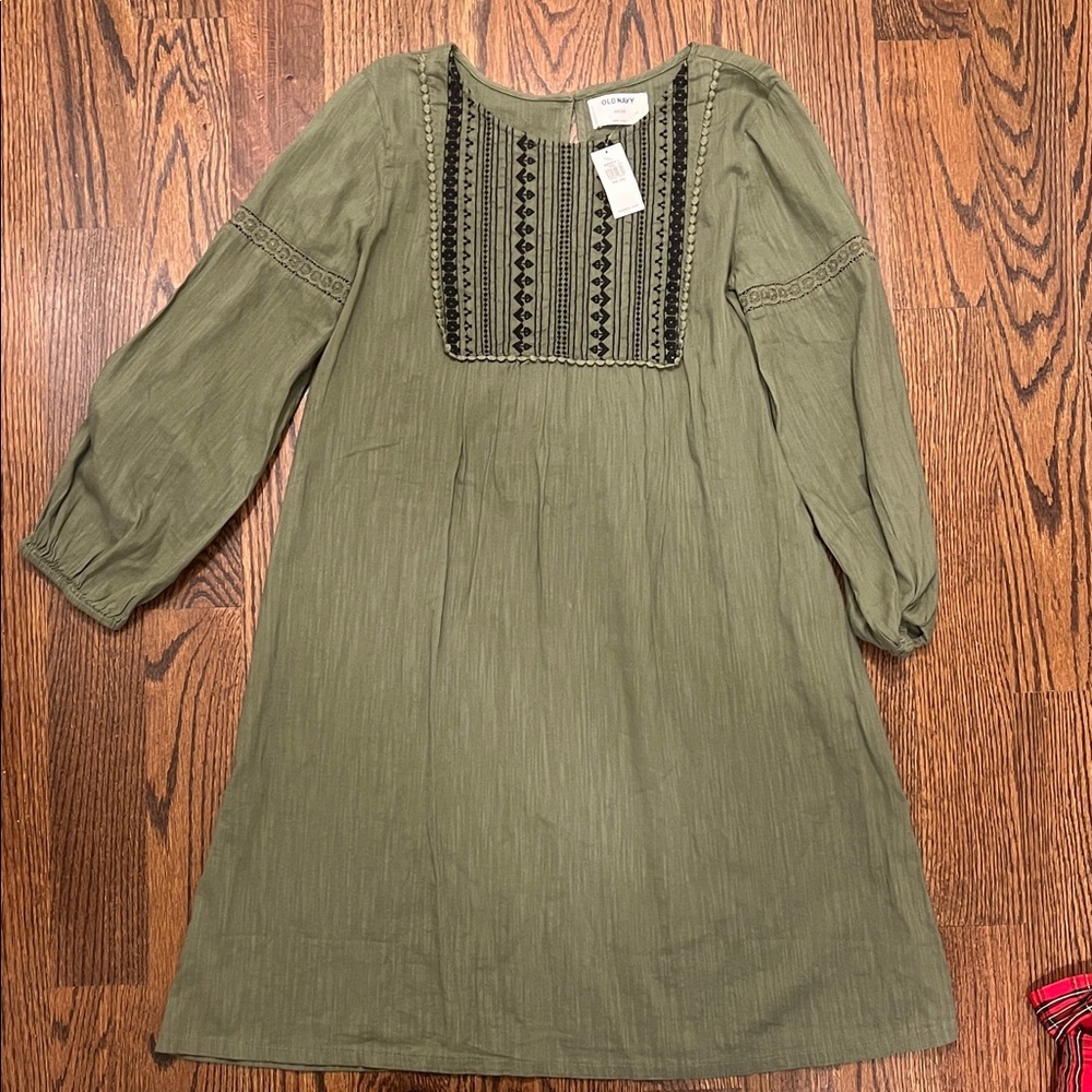 Old Navy Kids Olive Dress with Black Detailing